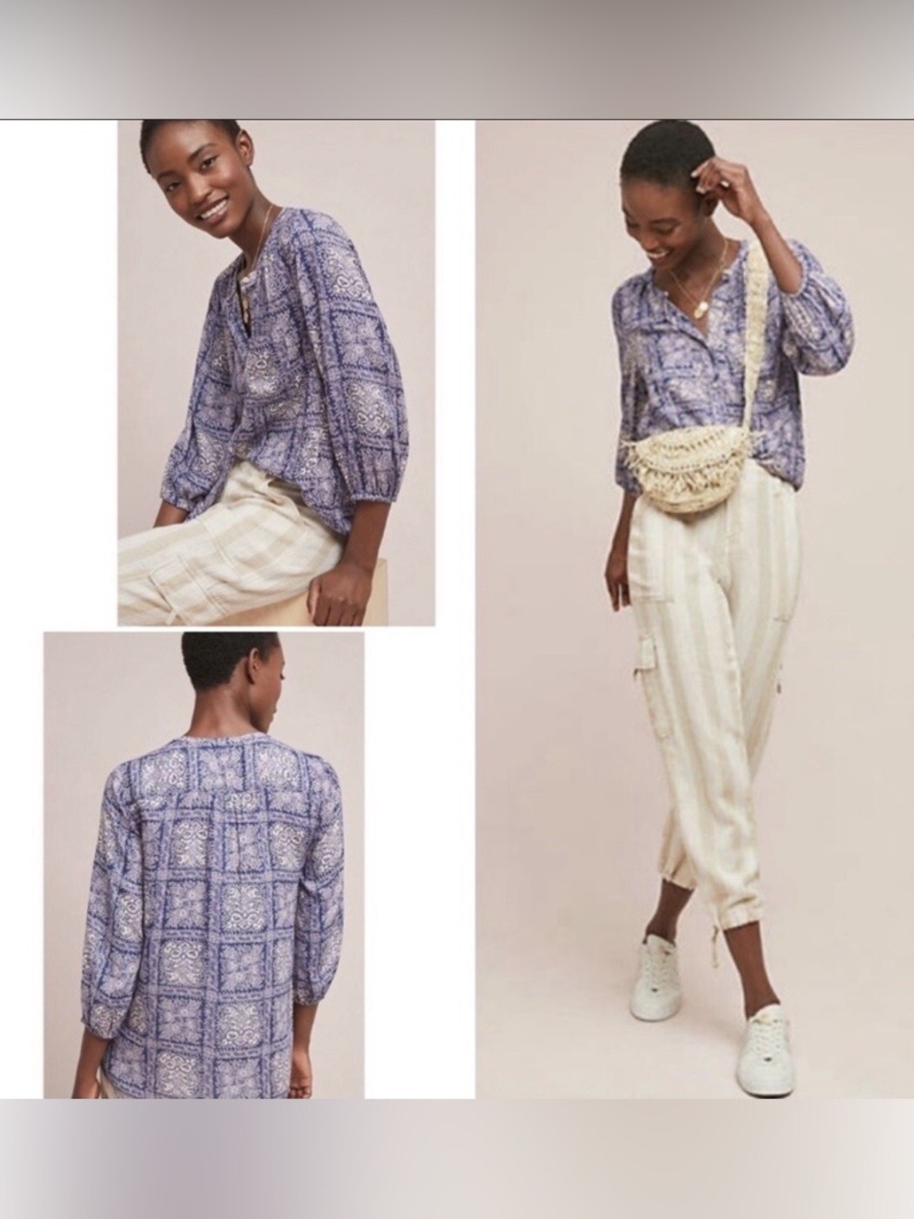 Anthropologie Akemi + Kin Coconino Paisley Button Blouse in Purple
